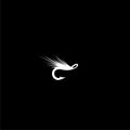 Fly fishing hook logo icon isolated on dark background Royalty Free Stock Photo