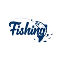 Fly fishing design template. Hand drawn lettering. Vector and illustration. Royalty Free Stock Photo