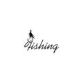 Fly fishing lure icon isolated on white background. Word Fishing sign Royalty Free Stock Photo