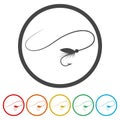 Fly fishing lure ring icon, color set Royalty Free Stock Photo