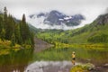 Fly Fishing at Maroon Bells, Colorado Royalty Free Stock Photo