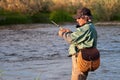 Fly fishing in Mongolia Royalty Free Stock Photo