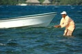 Fly fishing on a reef Royalty Free Stock Photo