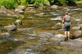 Fly fishing on the River Lyn, Devon Royalty Free Stock Photo