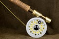 Fly Fishing Rod Line and Reel on Outdoor Coat Royalty Free Stock Photo