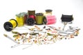 Fly fishing tools and materials Royalty Free Stock Photo