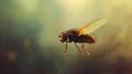 A fly flying through the air with blurred background Royalty Free Stock Photo