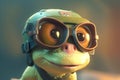 Fly high with the cool photorealistic cartoon chameleon pilot and his goggles