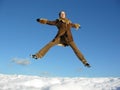 Fly jump girl. winter. 2 Royalty Free Stock Photo