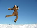 Fly jump girl. winter. Royalty Free Stock Photo