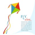 Fly Kite in Sky, vector Royalty Free Stock Photo