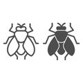 Fly Line And Solid Icon, Pest Control Concept, Insect Sign On White Background, Fly Silhouette Icon In Outline Style For