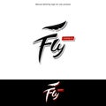 Fly logo lettering logo type with wing feather in hype swag cool clothing brand icon symbol style Royalty Free Stock Photo