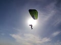 Fly men is a pilot of his body in air. Paragliding and speedflying. Air sport as a way of life. Royalty Free Stock Photo