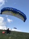 Fly men is a pilot of his body in air. Paragliding and speedflying. Air sport as a way of life. Royalty Free Stock Photo