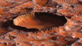 Fly over mars crater, zoom in