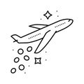 fly plane financial freedom money line icon vector illustration