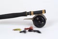 Fly rod, reel and flies Royalty Free Stock Photo