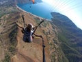 Fly in the sky above laguna Paragliding tandem