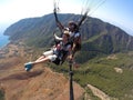 Fly in the sky above laguna Paragliding tandem