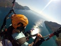 Fly in the sky above laguna Paragliding tandem