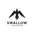 Fly swallow modern shape black logo design vector graphic symbol icon illustration creative idea Royalty Free Stock Photo