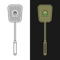 Fly swatter. Anti-fly weapon simple illustration. Flyswatter insect killing tool