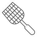 Fly swatter thin line icon, pest control concept, flyswatter symbol on white background, fly swatter icon in outline