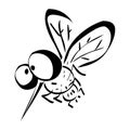 Fly vector illustration mosquito.Doodle fly Royalty Free Stock Photo