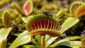 Fly on Venus Flytrap Plant Carnivorous. Royalty Free Stock Photo