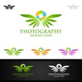 Fly Wing Camera Photography Logo Icon Vector Design Template