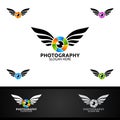 Fly Wing Camera Photography Logo Icon Vector Design Template