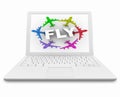 Fly Word and Planes on White Laptop Computer