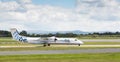 Flybe Bombardier Dash 8 Q400 preparing to take off from Manchester Airport Royalty Free Stock Photo