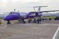 A FlyBe Dash 8 Commercial Airliner at George Best City Airport