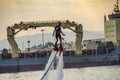 Flyboard show at the port of Kalamata city, Greece