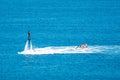 Flyboard show on the Vai Beach on the Island of Crete, Greece. Flyboard is the new spectacular extr