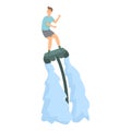 Flyboard watersport icon cartoon vector. Summer sea