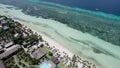 Flyby of Bohol Beach Club in Dumaluan Beach, Panglao Island in Bohol Province, Philippines. Approaching the beach and dropoff