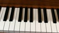 Flyby Over Upright Piano Keys Closeup From Above