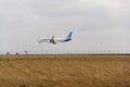 Flydubai airplane landing on Vaclav Havel airport on March 12, 2017 in Ruzyne, Czech republic