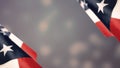 American flags border over defocused grey white bokeh lights background Royalty Free Stock Photo