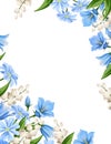 Flyer background with spring flowers. Vector illustration.