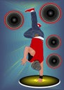 Flyer bboy shows freeze Royalty Free Stock Photo