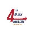 Flyer Celebrate Happy 4th of July - Independence Day with Mega sale National American holiday event. Flat Vector