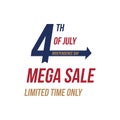 Flyer Celebrate Happy 4th of July - Independence Day with Mega sale National American holiday event. Flat Vector