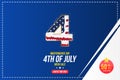 Flyer Celebrate Happy 4th of July - Independence Day. Mega sale with sticker 50 off. National American holiday event