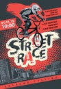 flyer with cyclists on the bikes and words Street race