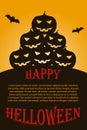 Flyer with dark Halloween pumpkins. Vector illustration