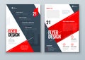 Flyer Design. Red Modern Flyer Background Design. Template Layout for Flyer. Concept with Dynamic Line Shapes. Vector